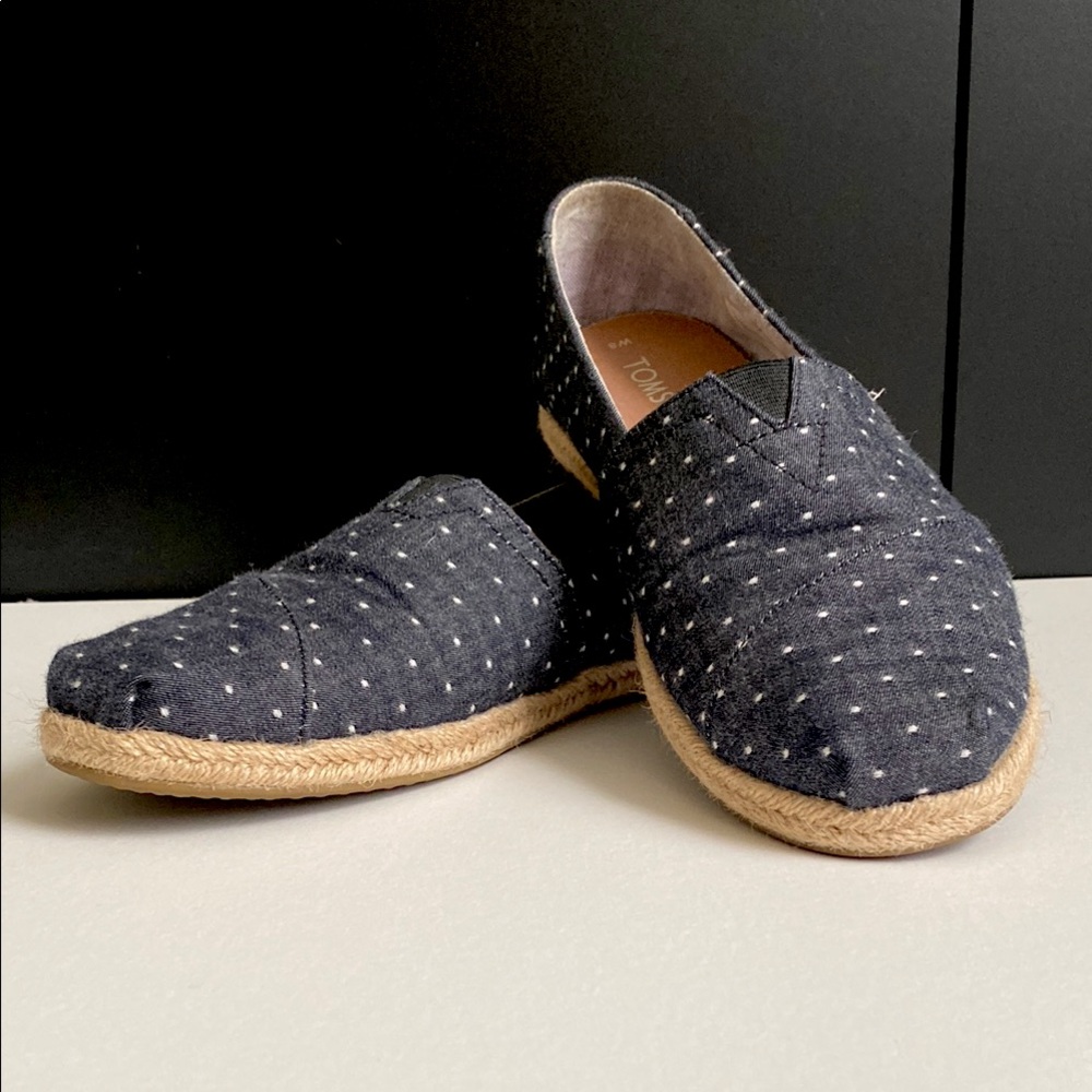 Navy Polka Dot TOMS Espadrilles